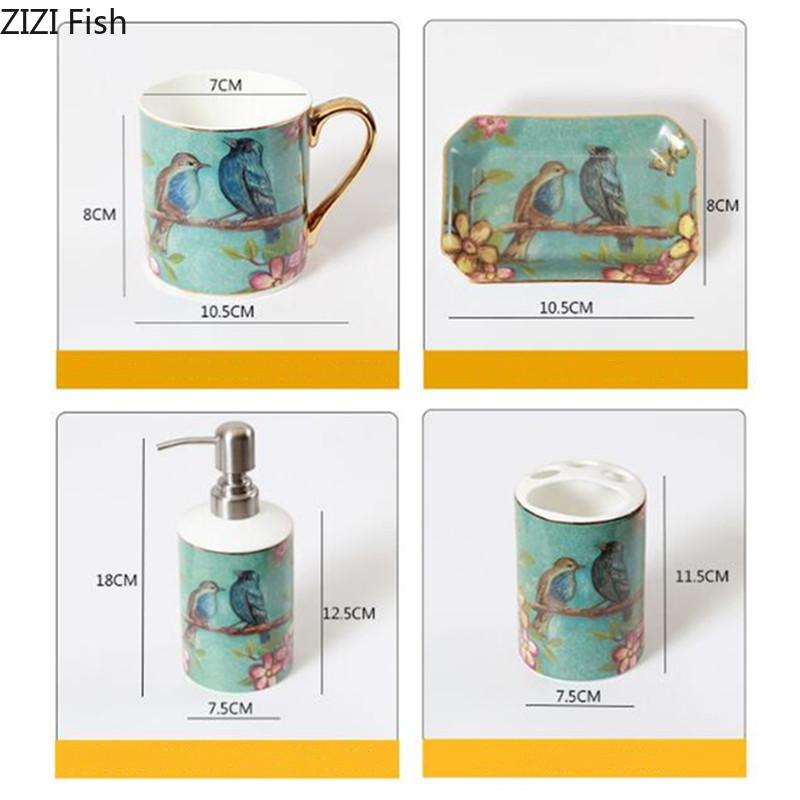 Ceramic Bathroom Five Piece Set Hotel Hand Wash Bottle Set Wash Set Soap Soap Dispenser Soap Dish Home Bathroom Accessories Set