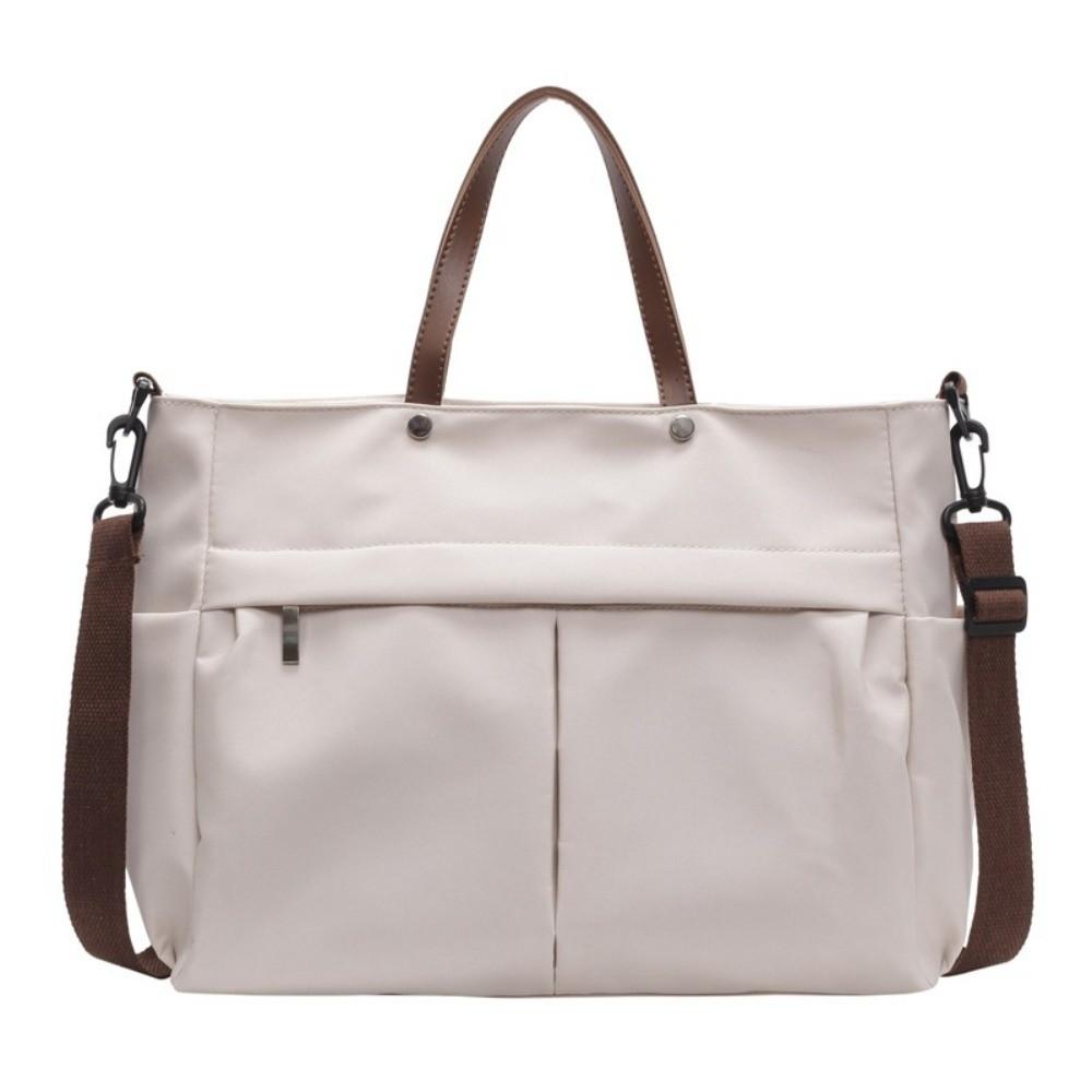 

Two Pockets Commuting Handbag Stylish Large Capacity Handbag Fashion Women Shoulder Tote Bag Daily бежевый