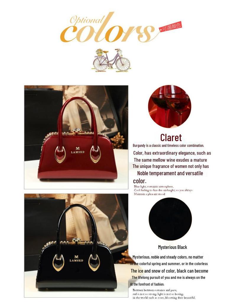 Patent Leather Mom's Handbag: Fashionable Genuine Leather Crossbody Shoulder Bag