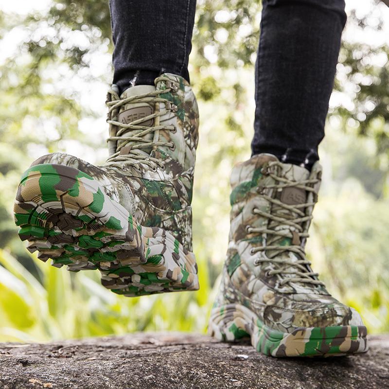 Men Desert Boots Men Casual Outdoor High Combat Boots Plus Size Camouflage Khaki Jungle Cross-country Hiking Shoes