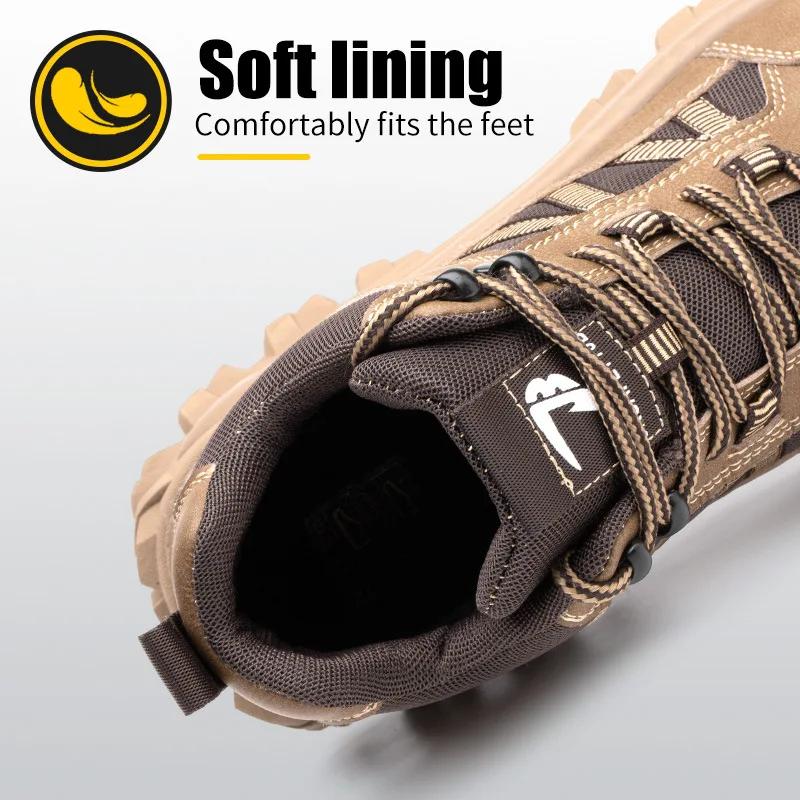 Fashion Work Safety Shoes For Men Lightweight Protective Work Sneakers Lightweight Men Shoes Breathable Shoes Anti-Puncture Work Boots