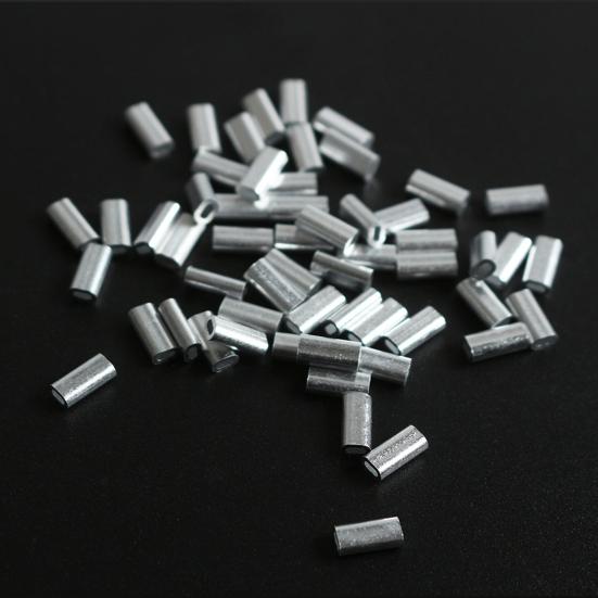 50Pcs Solid Fishing Line Tube Single Double Barrel Aluminium Anti Rust Crimping Loop Sleeve for Angling