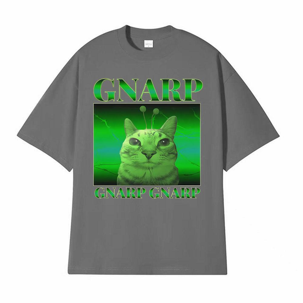 Silly Alien Graphic Gnarp Cat Meme Print T-Shirt Men's Clothing Y2K Vintage Classic T Shirt Unisex Short Sleeve Oversized TShirt