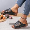 Slippers one-word outdoor sandals platform women's slippers open-toed bread heel butterfly hollow