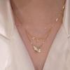 Zircon Inlaid Golden Butterfly Pendant Double Layer Necklace Women's Personality Fashion Necklace Wedding  Birthday Gifts