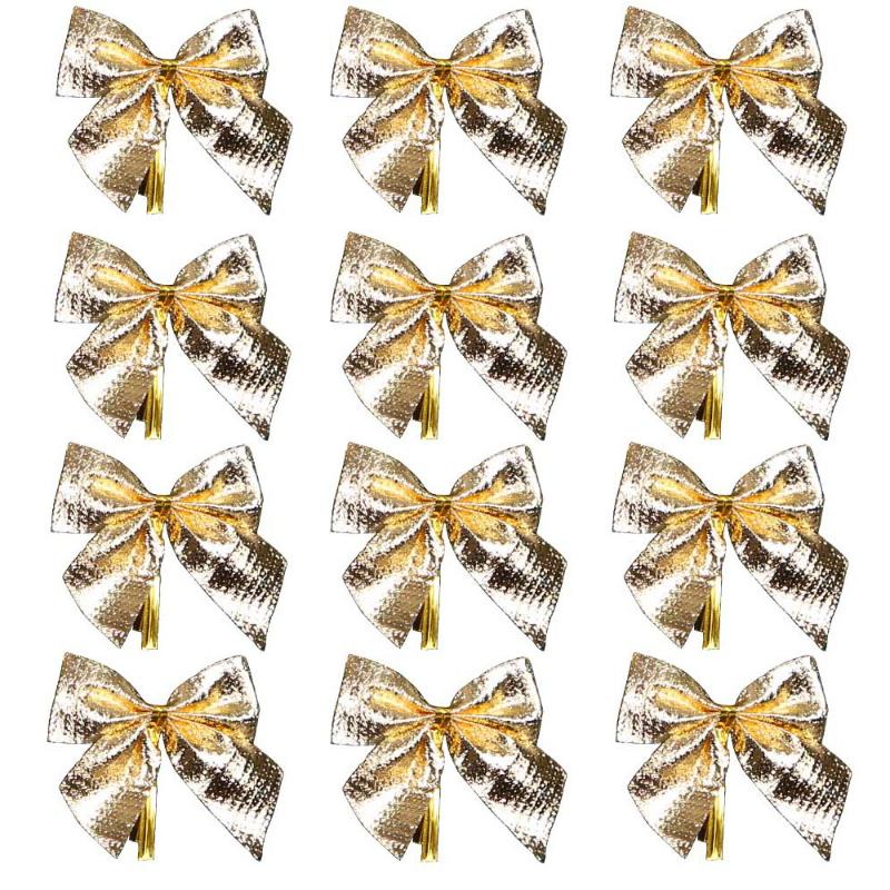 

12 шт. красных бантов на День святого Валентина для венка, деревенские банты для зимы, красный бант на Рождество, банты для елки с золотой окантовкой для свадебного декора золотой