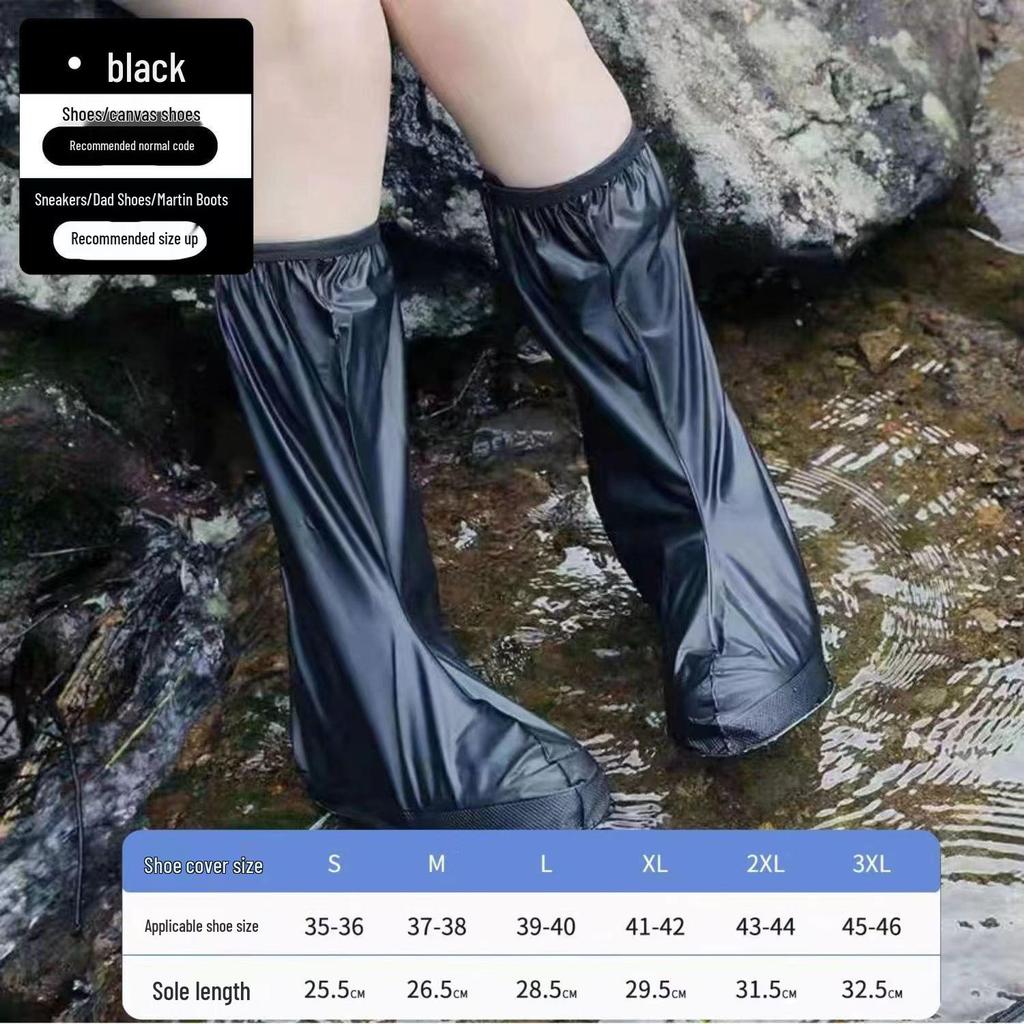 High-Top Waterproof Non-Slip PVC Rainproof Shoe Covers for Outdoor Travel, Thickened and Wear-Resistant.
