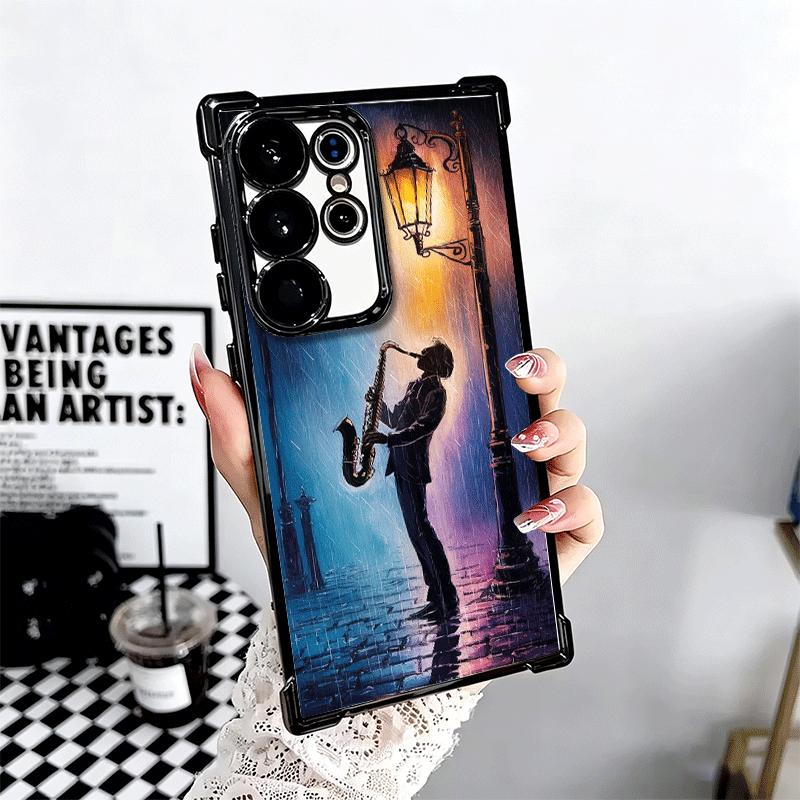 Saxophone Instrument Music Plating Phone Case For Samsung Galaxy S24 S25 FE S26 Edge S23 Ultra S22 S21 Plus S20 Anti-Fall Airaba