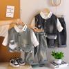 Boys' Denim Vest Three Piece Set, Autumn Children's Stylish Shirt, Denim Pants, Children's Handsome Set