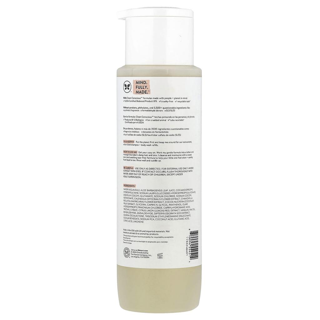 The Honest Company, Comfort, Shampoo + Body Wash, Sweet Cream, 532ml (18 fl oz)