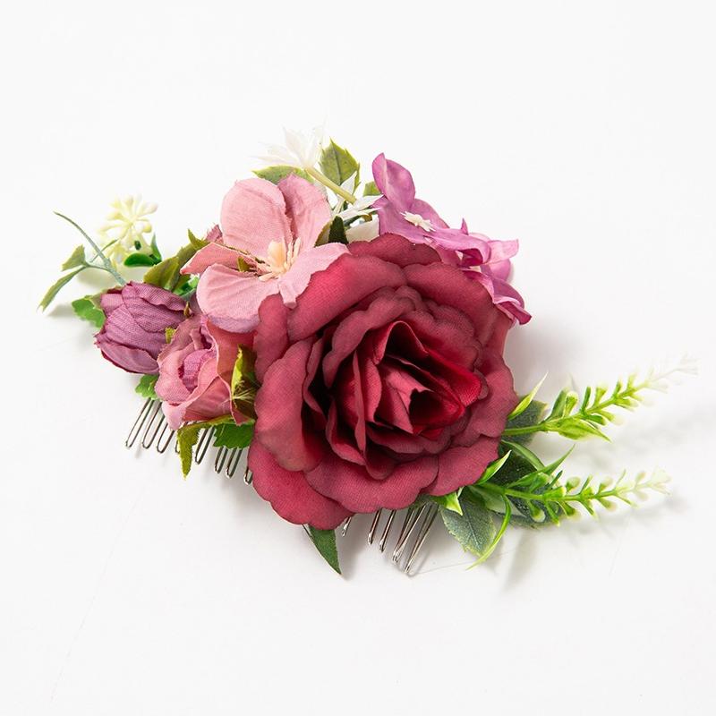 Bohemia Brides Wedding Flower Hair Comb Hairpin Bridesmaid Headdress Hair Combs Hair Accessories For Women Girls Floral Hairpins