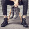 2024 Winter New Men's High Top Men's Shoes Black Shoes Boots Work Clothes Pure Black Tide Boots Men British Style Boots Men