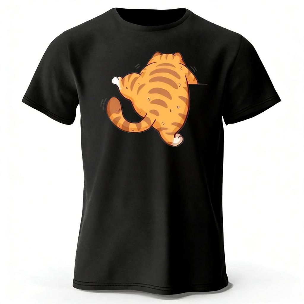 New Creative Vanished Orange Cat Cotton Short Sleeved Summer MensWomens Comfortable Loose Large Running Fitness Tshirt Top