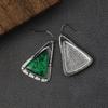 Vintage Asymmetric Water Drop Earrings Jewelry Green Pattern Flower Metal Declaration Earrings Accessories