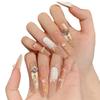 Sweetheart Bow Handmade French Manicure Plaid Cat Eye Nails - High-End Whitening New Style