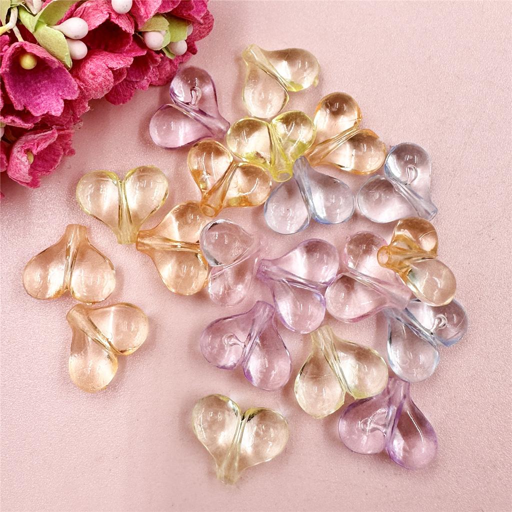 Acrylic Loose Beads Phone Chain 12.5*14.5mm for Jewelry Making DIY Findings 20Pcs Transparent Heart Handcrafted Beading Neclace Bracelet  beads