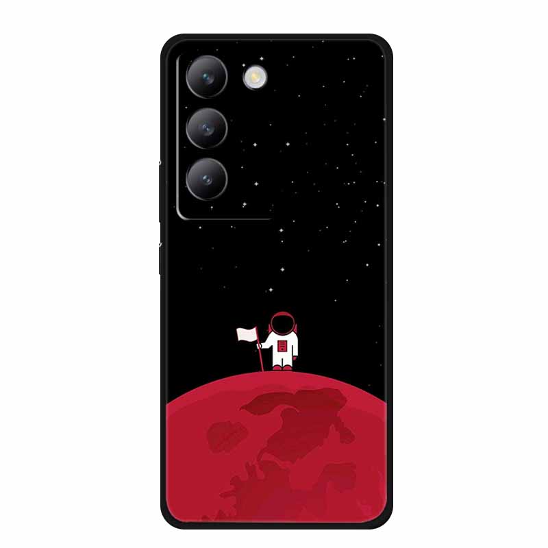 Für vivo V40 SE Hülle Luxus TPU Weiches Silikon Handy Rückabdeckung für vivo V40 SE 5G Schutz Stoßfest Blumen Mädchen Niedlich Hülle