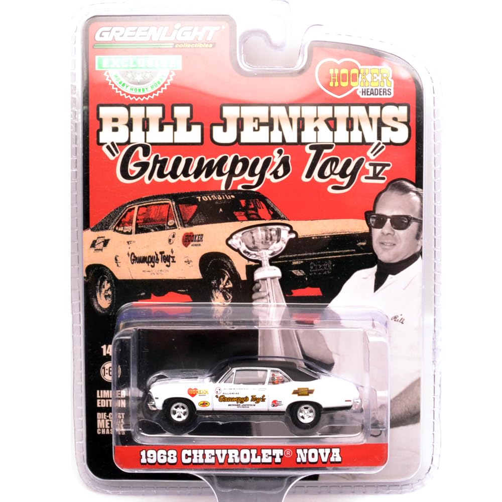GREENLIGHT 1/64 Scale 1968 Chevrolet Nova SS - Bill Jenkins - Grumpy s Toy зелёный