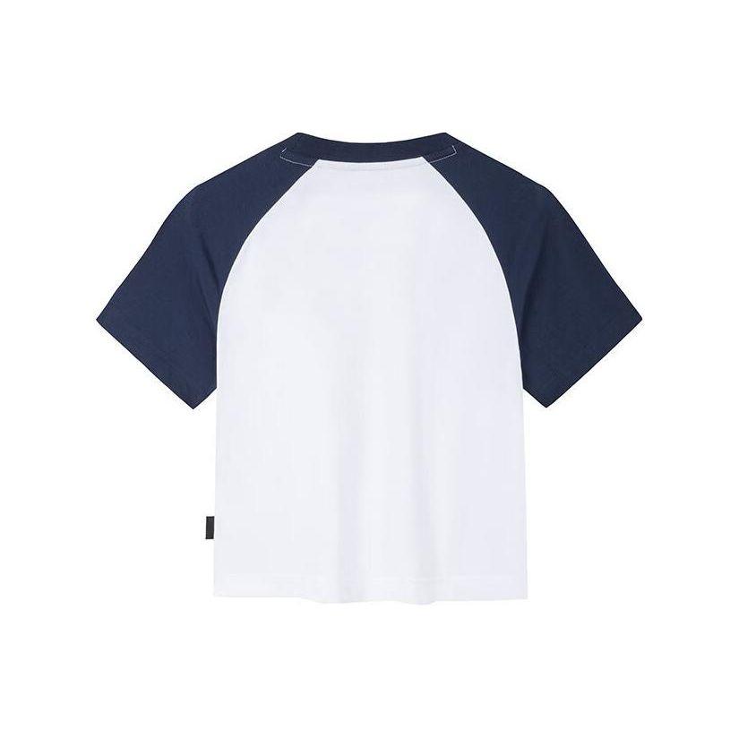 Anta Comfortable Breathable Color Block Round Neck Pullover Short Sleeve T-Shirt Women Tops Pure-White Deep-Navy 962428116-1