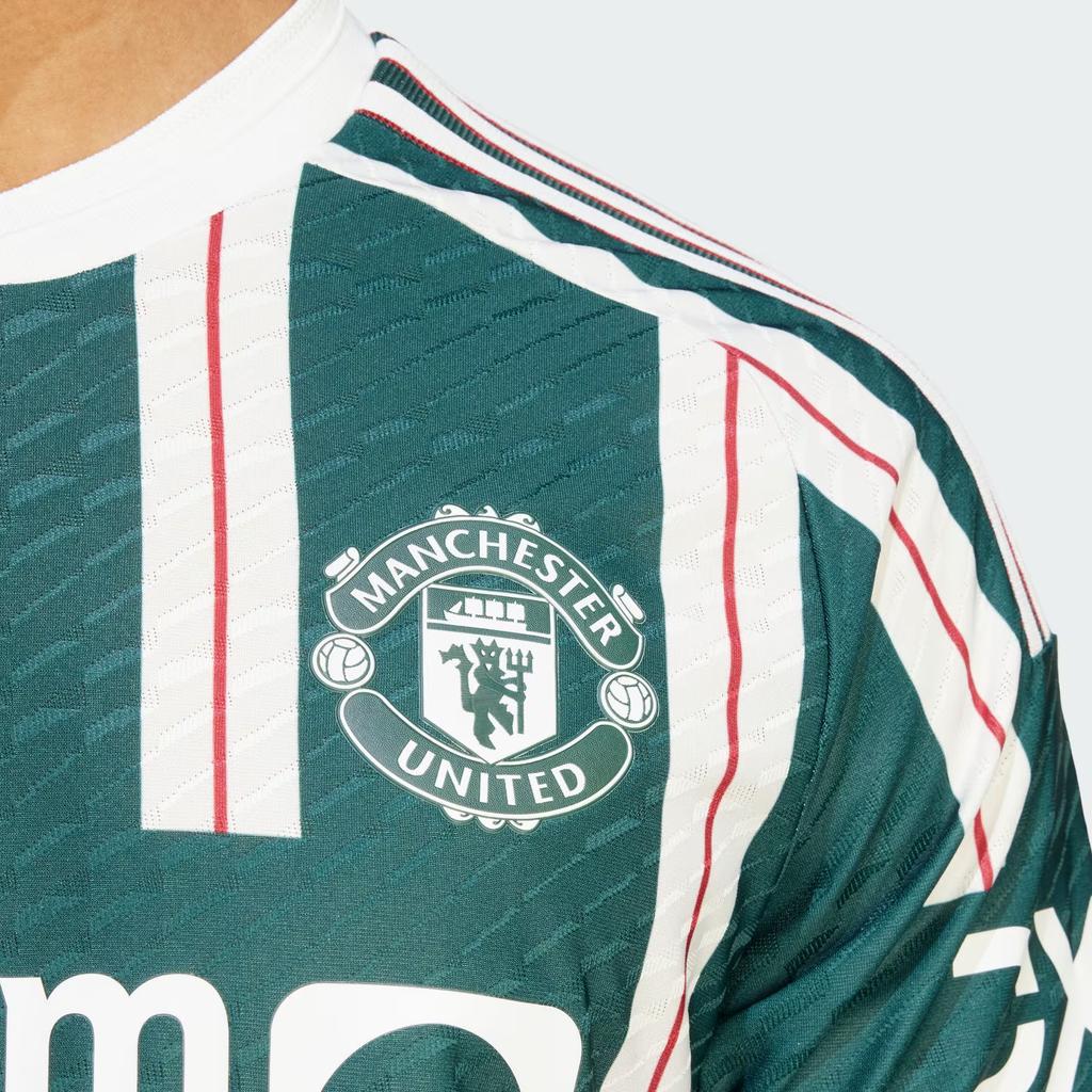 Adidas Man Utd 23/24 Away Striped Short Sleeve Soccer Jersey - Player Version Men Tops Night-Sky-Green IP1824