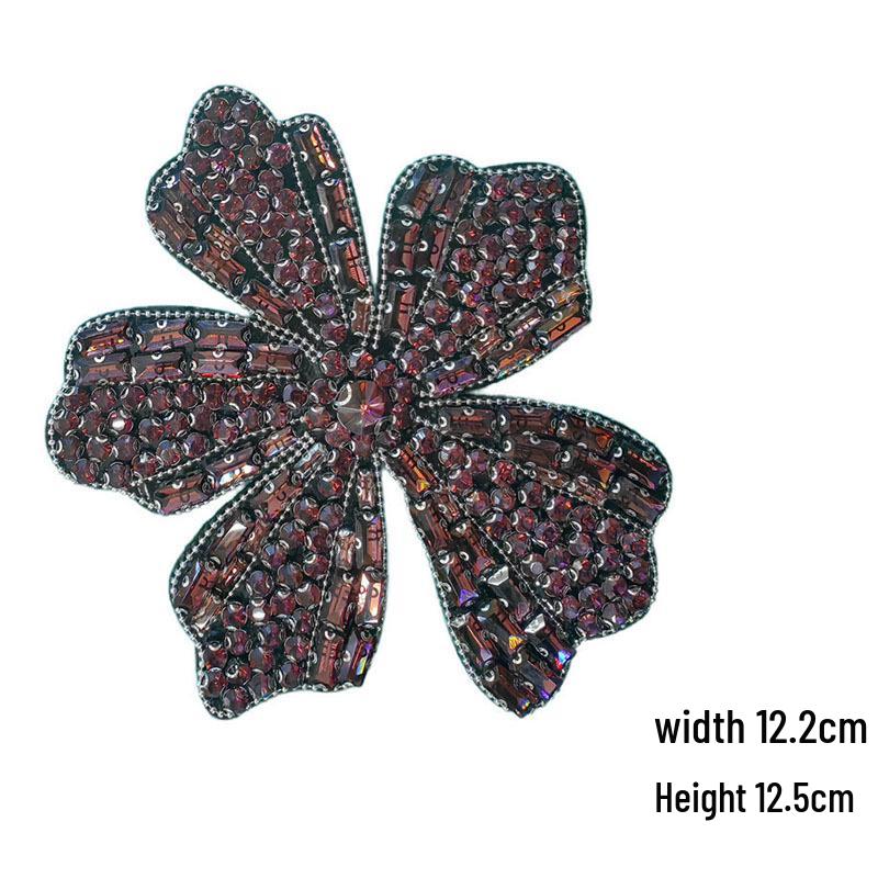 Aplique de Flor de Lantejoulas Autoadesivo para Vestido de Noite e Acessórios de Roupa