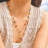 Fashion Colored Stone Y-Shaped Stainless Steel Natural Stone Gold Necklace Women'S Jewelry 2309