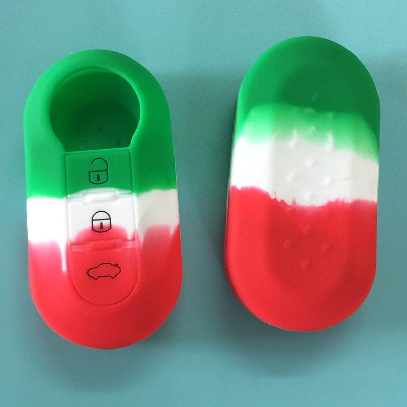 ZAD silicone key cover Case set shell skin For fiat 500 3 Buttons Flip remote Key Blank Fob Auto parts car accessories colorful