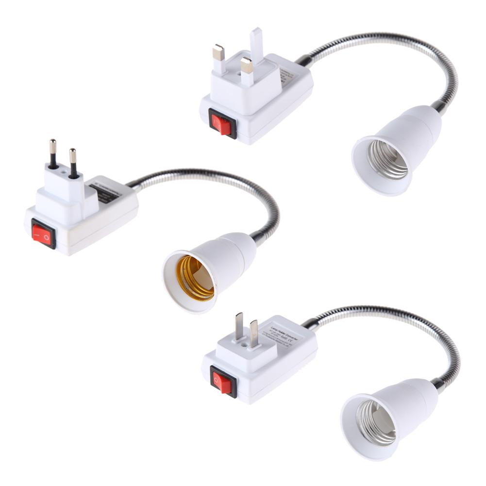 E27 Lamp Bulb Holder Socket Base Adapter Flexible Extension Holder with On/Off Switch Lighting Accessories White