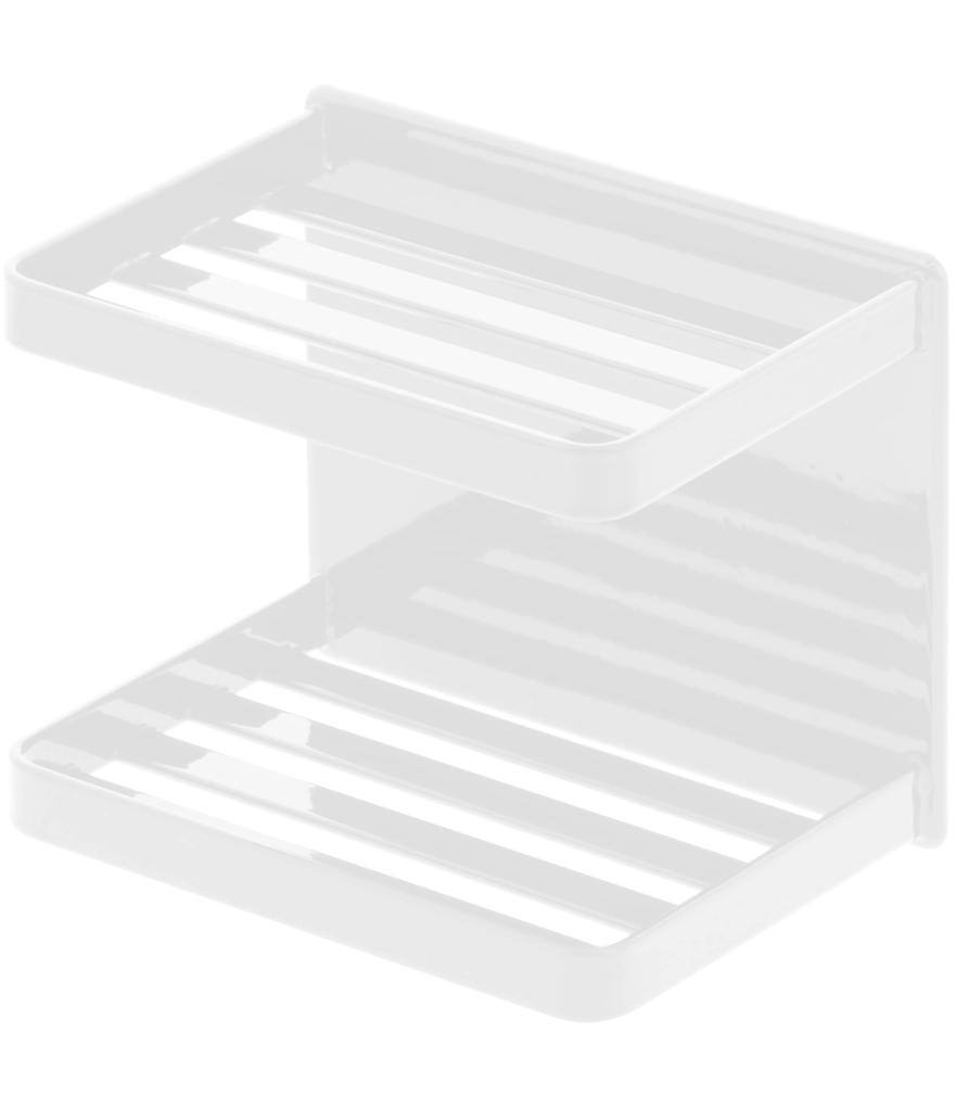 Magnetický koupelnový zásobník na mýdlo Yamazaki Jitsugyo 3809, 2 úrovně, bílý Přibl.. Š12 x H8,5 x V10 cm Věžový držák na mýdlo Úložný prostor v koupelně