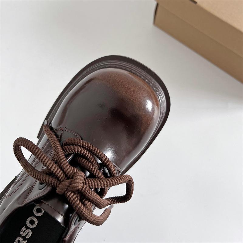 Módní společenské černé boty na platformě s tlustým podpatkem, dámské 2025 nové podzimní a zimní univerzální boty Mary Jane pro zvýšení výšky