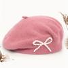 1pc Solid Color Women's New Bow Wool Beret, Suitable for Daily Use, Available in Multiple Colors