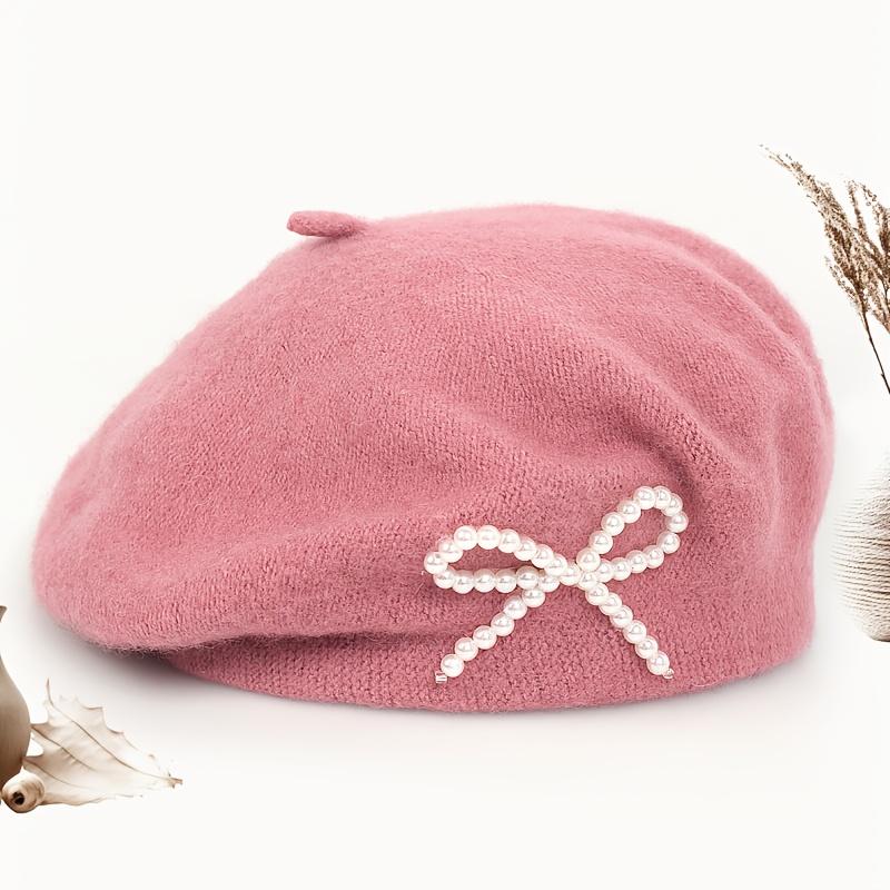 1pc Solid Color Women's New Bow Wool Beret, Suitable for Daily Use, Available in Multiple Colors