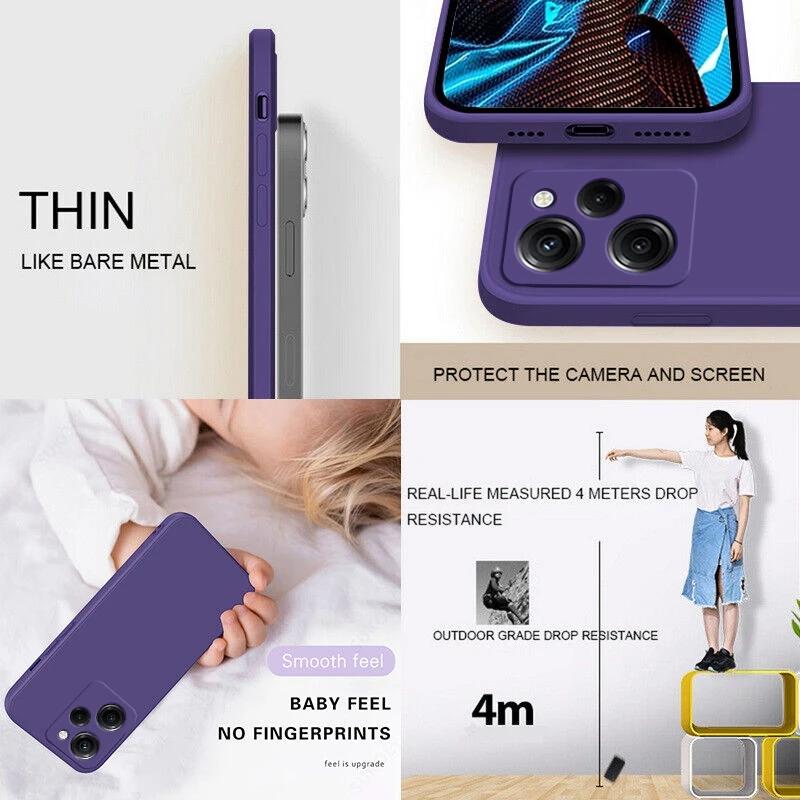 Puzdro Poco X5 Pro Štvorcové Tekutý Silikón Ochrana Objektívu Fotoaparátu Mäkký Kryt Pre Xiaomi Poco X5Pro Puzdrá na Telefón
