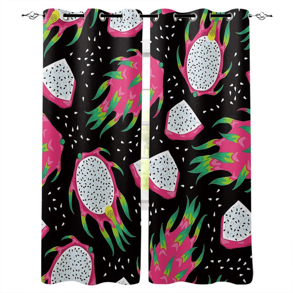 Rustikale Frucht Erdbeere Vintage Holzmaserung Fenster Vorhang Heimdeko Vorhänge für Wohnzimmer Schlafzimmer Küche Vorhangpaneel