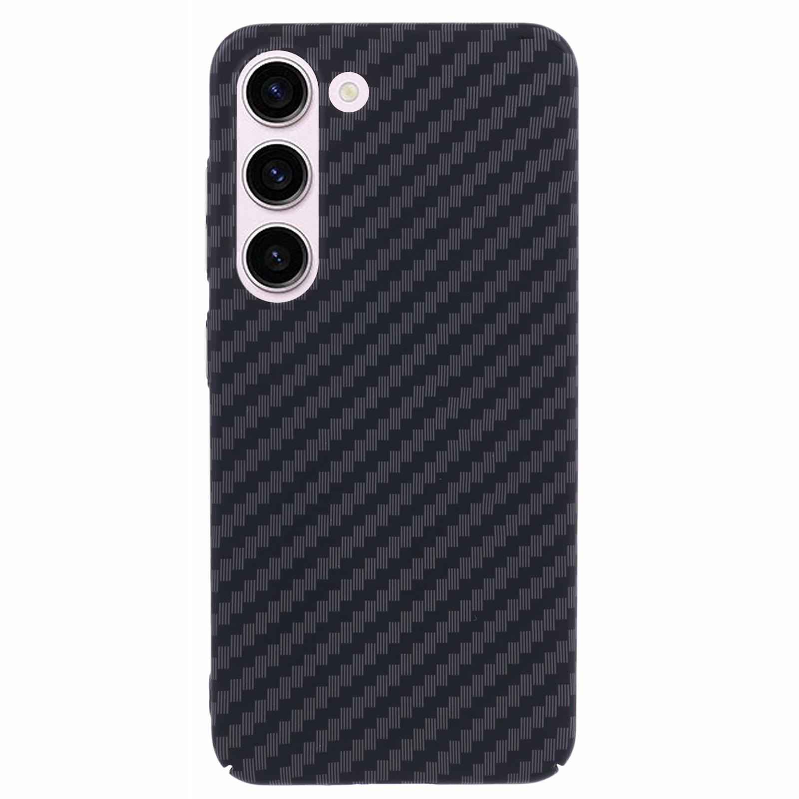

For Samsung Galaxy S24 Case Carbon Fiber Texture Splicing PC Phone Cover Black