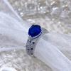 Elegant Adjustable Sapphire-Colored Gemstone Ring for Women with Micro-Paved Zircon Diamonds - Versatile and Stylish Gift.