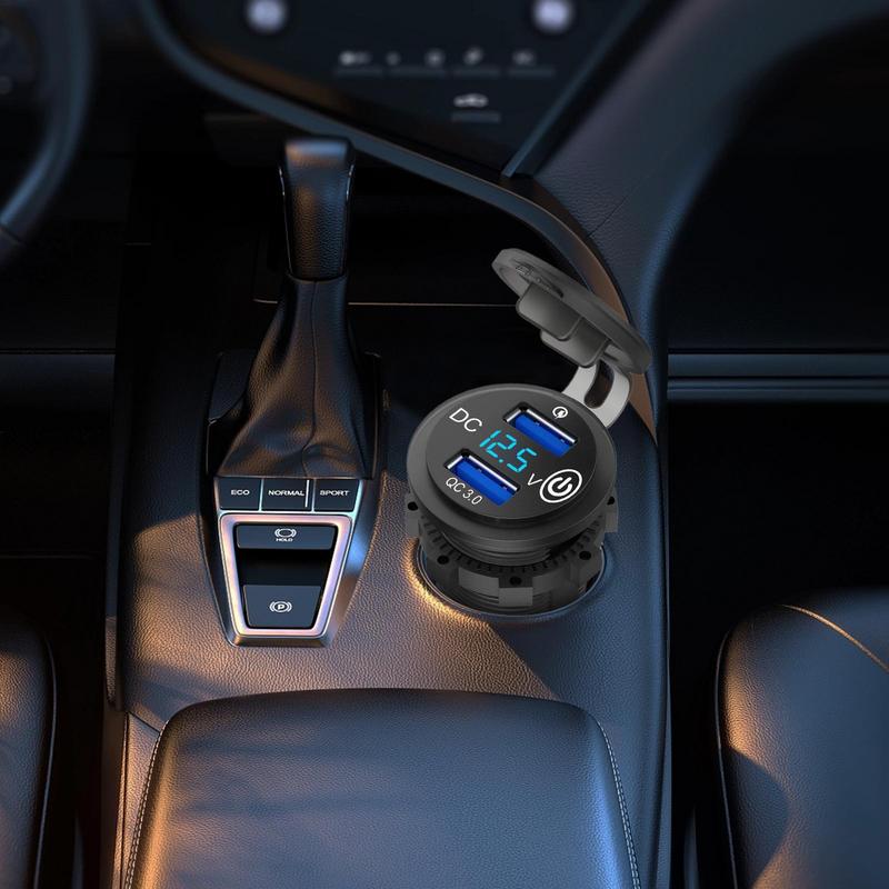 Car Charger With Voltage Display Double Port USB Socket For Car Double Port Super Fast Car Charger With Voltage Display Adapter
