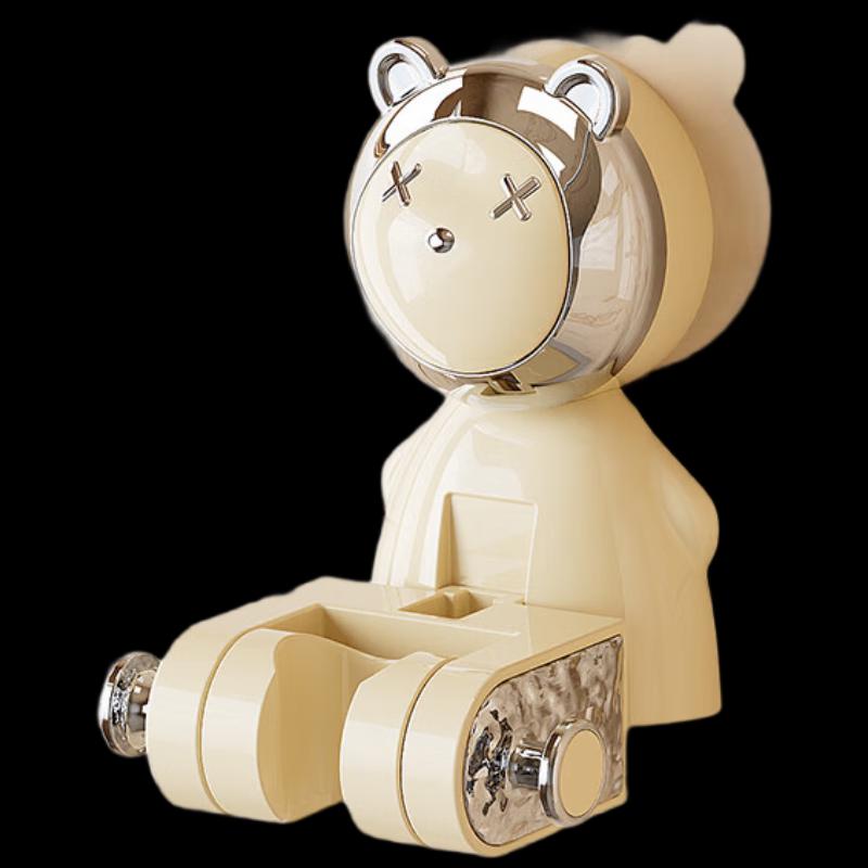 ABXTAO Bear Design No-Drill Bathroom Shelf with Hooks