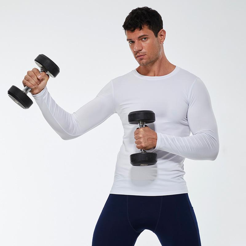 Men's Solid Color Compression Running T-Shirt: Sweat-Wicking, Quick-Dry, Long Sleeve, Elastic Fitness Sportswear