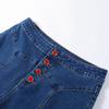 Ensembles décontractés en denim pour femmes, vestes slim à revers et manches bouffantes, pantalons droits taille haute, mode printemps 2025, ensemble 2 pièces pour femme