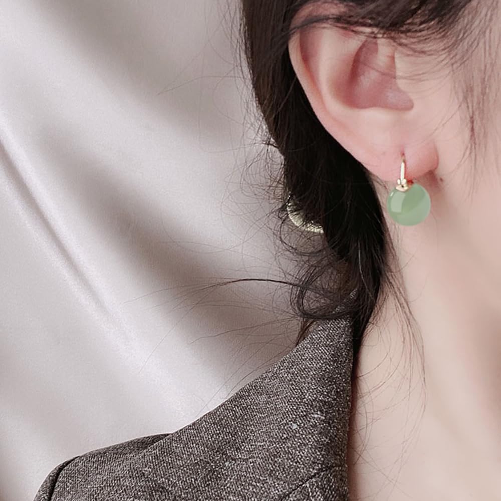 Jade Earrings Elegant Minimalist Ear Cuffs Retro Style Fashion Jewelry for Women