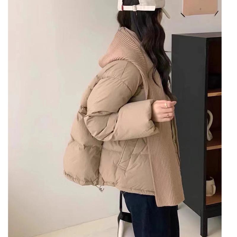 Winter new shawl small down cotton clothes women's short stand-up collar thickened solid color bread clothes jacket