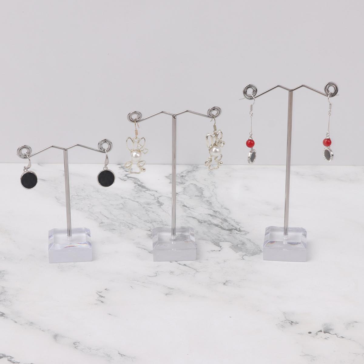 

3 шт. Новые акриловые/металлические Т-образные серьги, кольцо, ожерелье, часы, полка для ювелирных изделий, подставка для ювелирных изделий, витрина для ювелирных изделий, подставка для подвесок белый