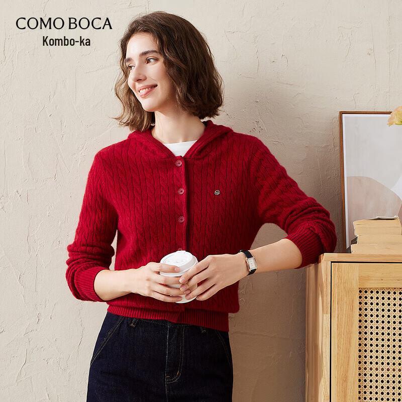 

Женский кашемировый кардиган с капюшоном и кабельной вязкой M