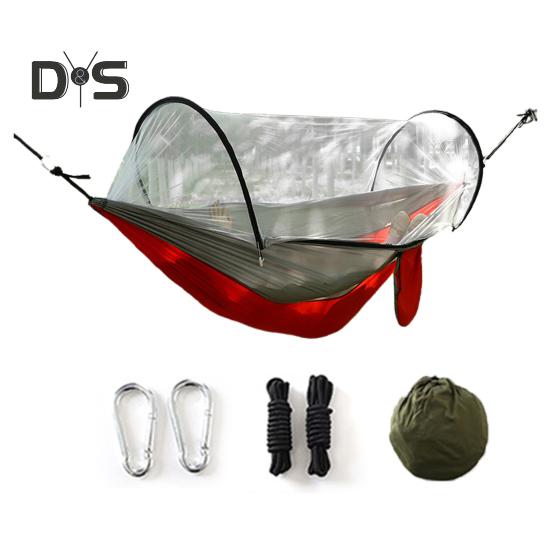 Amaca da campeggio con rete anti-moscerini da 200 kg, traspirante, leggera, portatile, singola, con cinghie per alberi, facile da montare, per interni ed esterni, da trekking