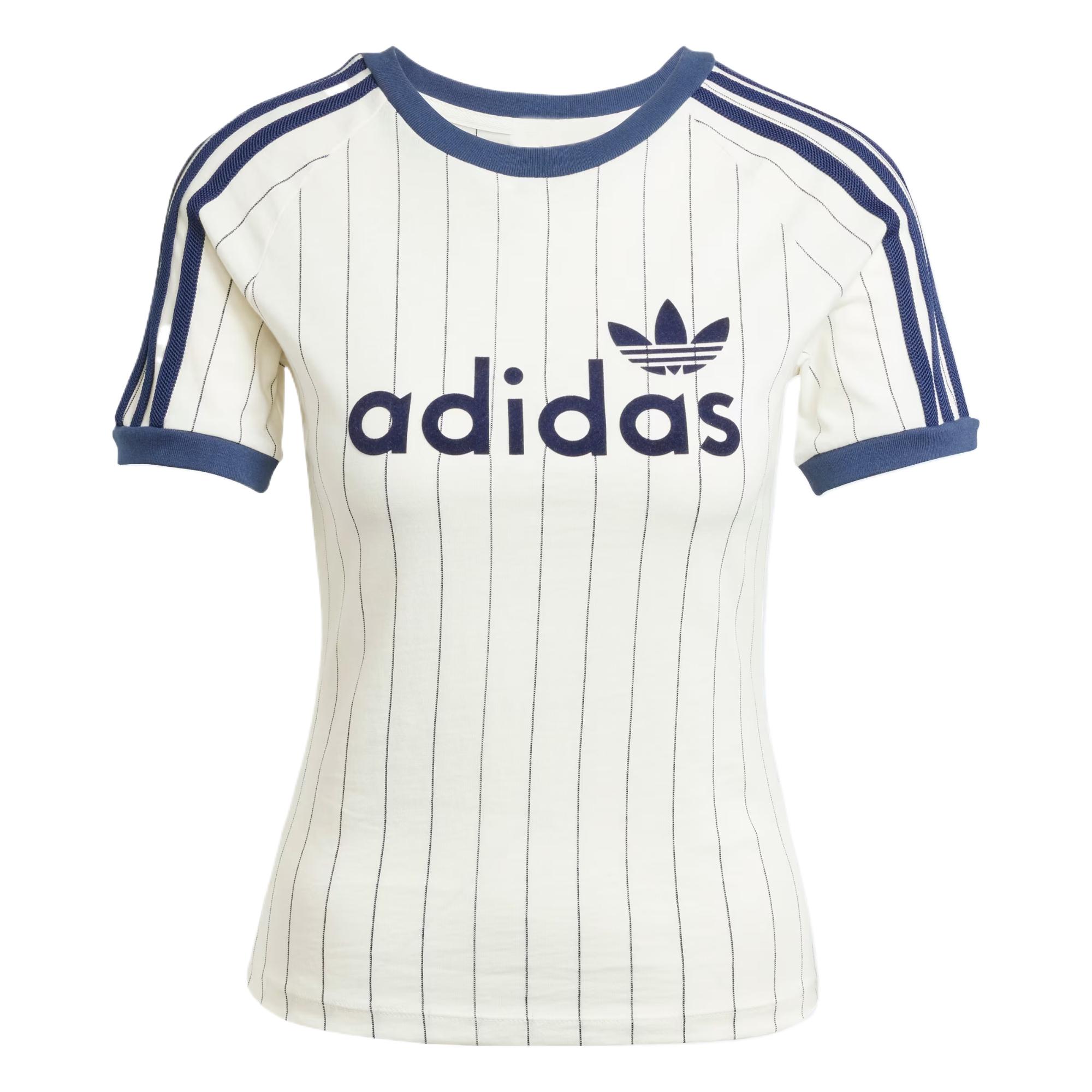 

Adidas Женская футболка с линейным графическим принтом Cali, цвет молочный/ночной индиго, женская уличная одежда JC7705 XS