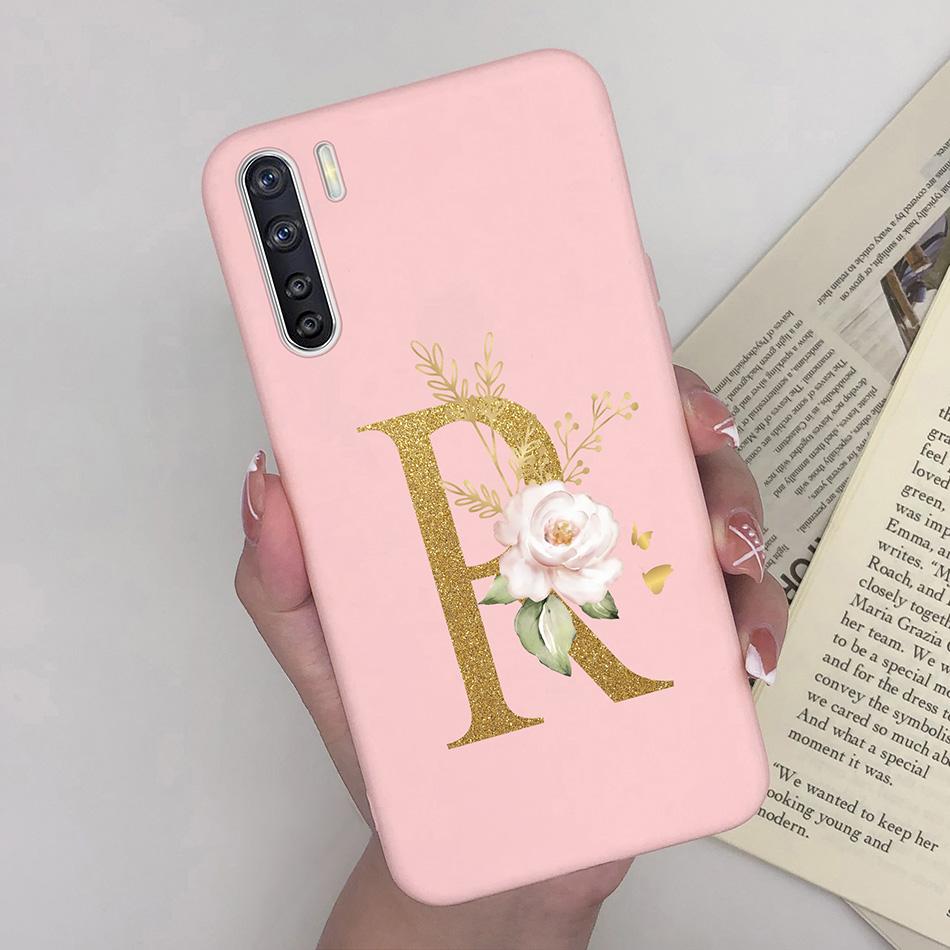 For OPPO A91 F15 Reno3 Phone Case Couple A-Z 26Letter Anti Drop Soft Silicone Matte Back Cover For OPPO A 91 F 15 Reno 3 Bumper