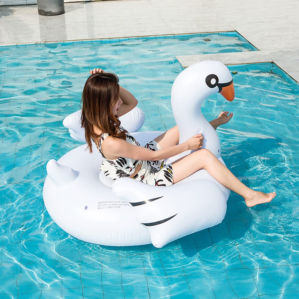 JunyueLiang Großes Schwanen-Schwimmtier, Süß und Stilvoll, für Erwachsene und Kinder, Starke Auftriebskraft, Faltbarer Schwimmring, Perfekt für Wasserspaß, Geburtstag