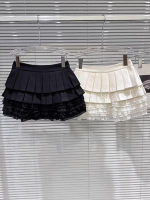 Women's Lace Pleated Layered Short Skirt - Spring/Autumn Versatile Sweet Style