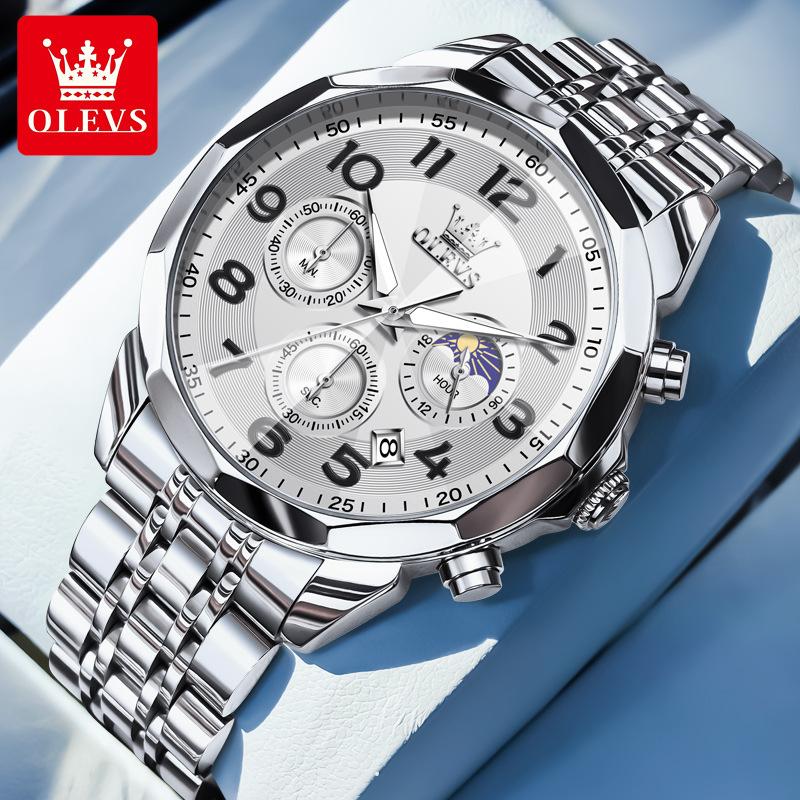 IHUASU Ceas bărbătesc cu trei ochiuri și șase pini, cuarț multifuncțional, ceas bărbătesc